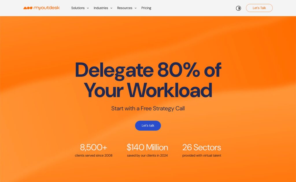Myoutdesk landing page